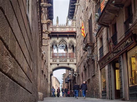 Carrer Del Bisbe Barcelona Editorial Photography Image Of Exterior
