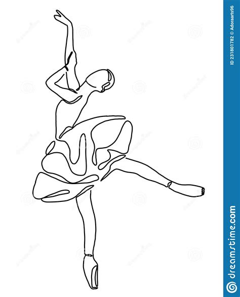 Woman Lady Ballet Ballerina Line Art Illustration Stock Illustration
