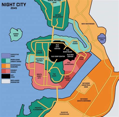 Official Map Of Night City In 2045 Released By Rtg Rcyberpunkred