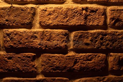 Brick Wall Illuminated By Warm Light From A Lamp Stock Image Image Of Light Architecture