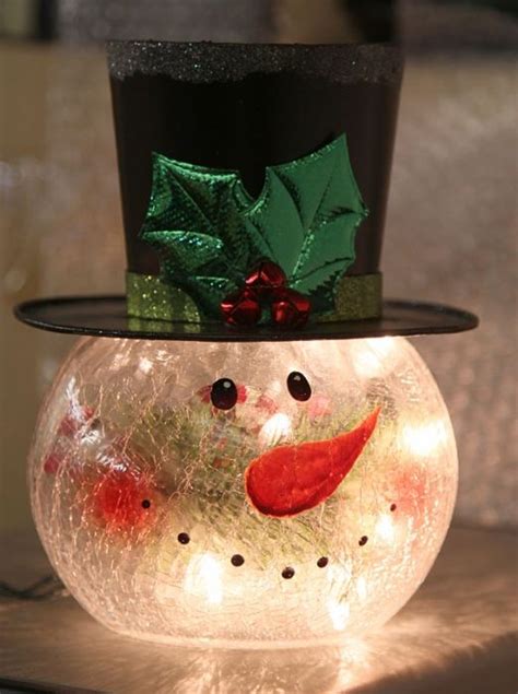 Lighted Crackle Glass Snowman 8 Inch Electric Snowman Christmas Decorations Christmas