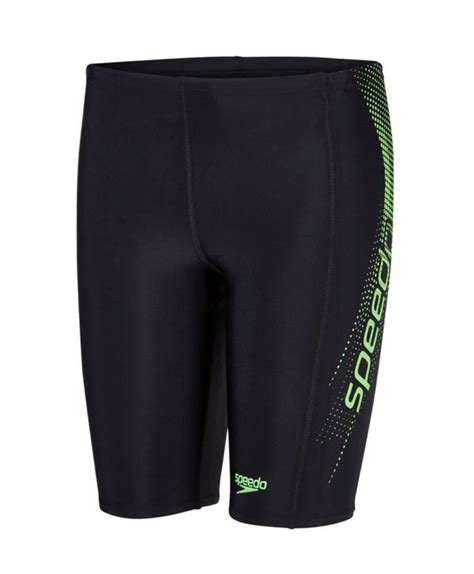 Speedo Boys Sports Logo Panel Jammers Swim Shorts Black Green Run