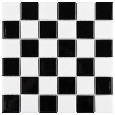 Merola Tile Metro Quad Checkerboard Glossy Blackwhite 11 34 In X 11