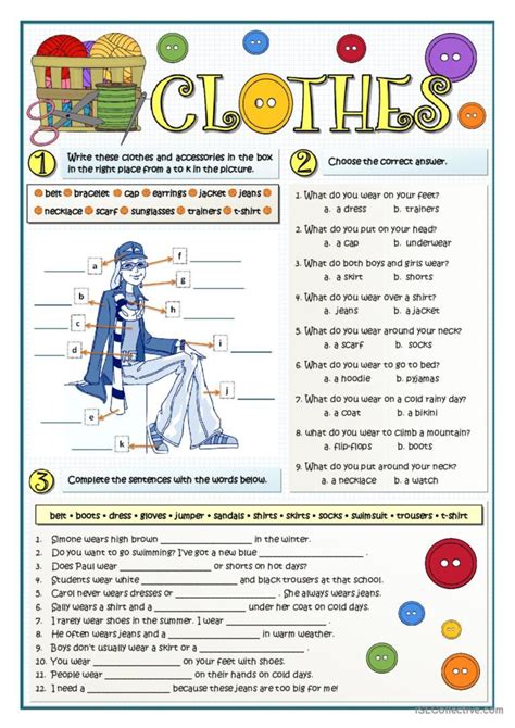 What Clothes Do You Wear English Esl Worksheets Pdf And Doc
