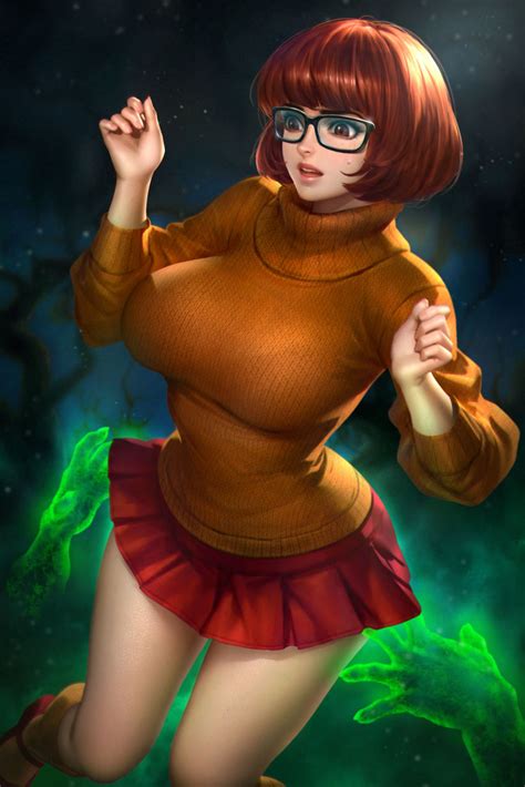 Neoartcore Velma Dace Dinkley Scooby Doo Highres 1girl Ghost Hands Skirt Sweat Sweater