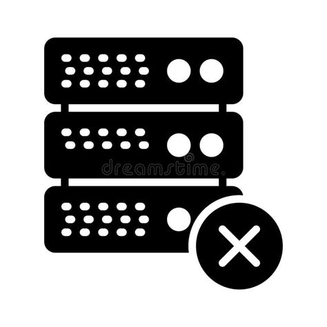 Cancel Server Glyph Flat Vector Icon Stock Vector Illustration Of