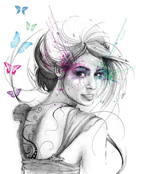 Queen Of Butterflies Drawing By Olga Shvartsur Fine Art America