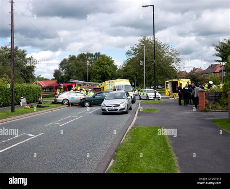 Car Accident Scene In Chadderton Oldham Greater Manchester Uk Stock
