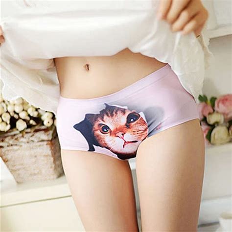 buy 2018 hot selling 3d printing cat panties women s underwear briefs cotton