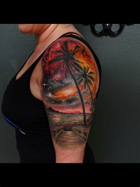 Contact Galaxy Top Of Sleeve Beachy Tattoos Sunset Tattoos Ocean Tattoos Nature Tattoos
