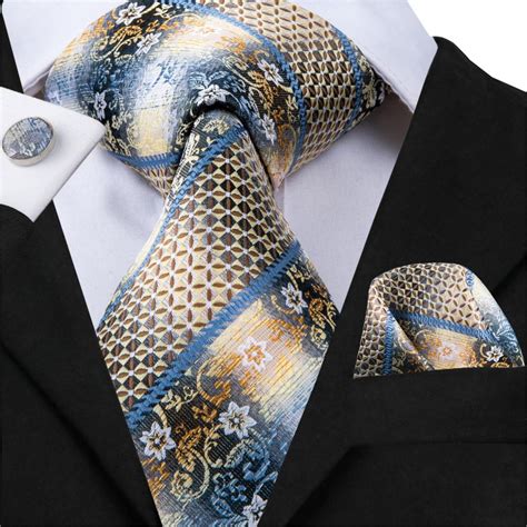 Hi Tie Mens Ties Classic Stripedandfloral Tie Silk Neckties Pocket