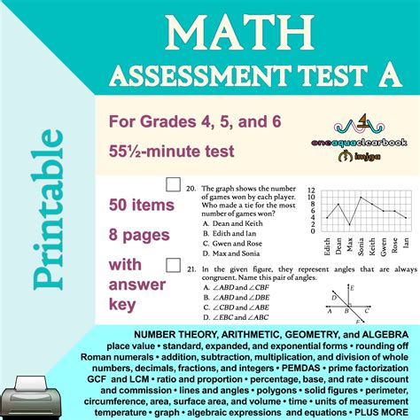 Math Assessment A Pdf For Grades 4 5 And 6 Made By Teachers