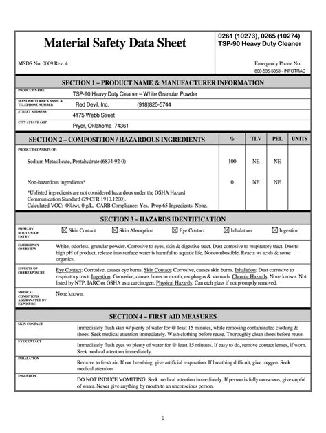 Safety Data Sheet Example Fill Out And Sign Online Dochub