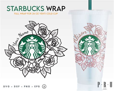 Flower Starbucks Svg With Custom Text Starbucks Cold Cup Svg Etsy