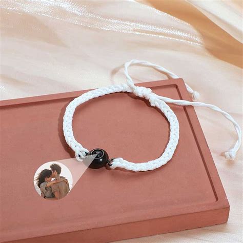 Pulsera Personalizada De Proyección De Fotos Para Mujeres Y Hombres Con Bola Negra Mx