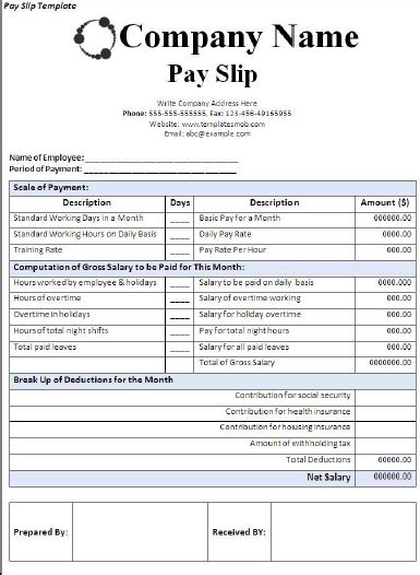 Pack Of 28 Paysalary Slips And Templates Free Daily Life Docs