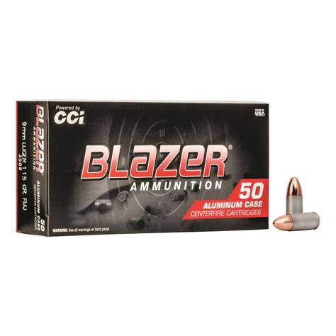 Cci Blazer Aluminum Case 9mm Fmj 115 Grain 50 Rounds 55648 9mm