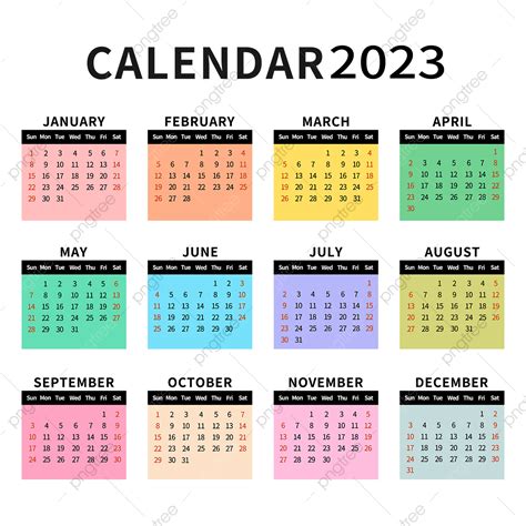 2023 Calendar Planner Vector Png Images Colorful Calendar For 2023