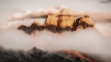 Mountains Fog Clouds Monte Pelmo Dolomites Italy 4k Mountains Fog
