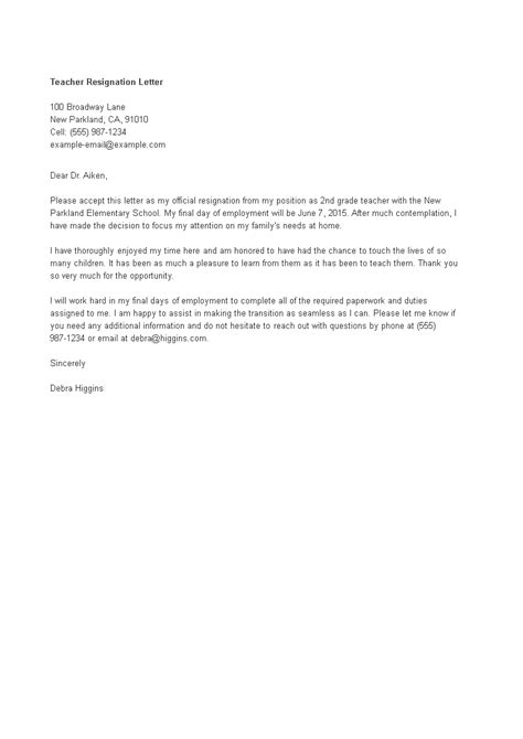 Teacher Resignation Letter How To Write A Teacher Resignation Letter