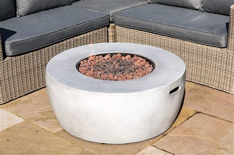 Teamson Home Outdoor Garden Concrete Round Propane Gas Fire Pit Table