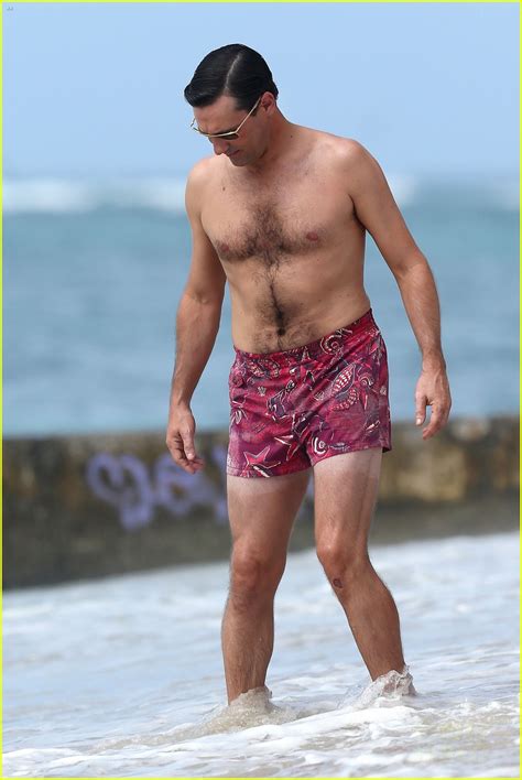 Jon Hamm Shirtless Mad Men Beach Scenes In Hawaii Photo Bikini Jessica Pare Jon