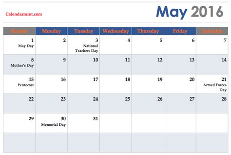 May 2016 Calendar with Indian Holidays - Calendar Mint | Holiday calendar, 2016 calendar, Calendar