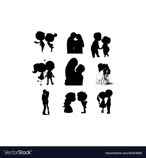 Human Kissing Couple Silhouette Royalty Free Vector Image