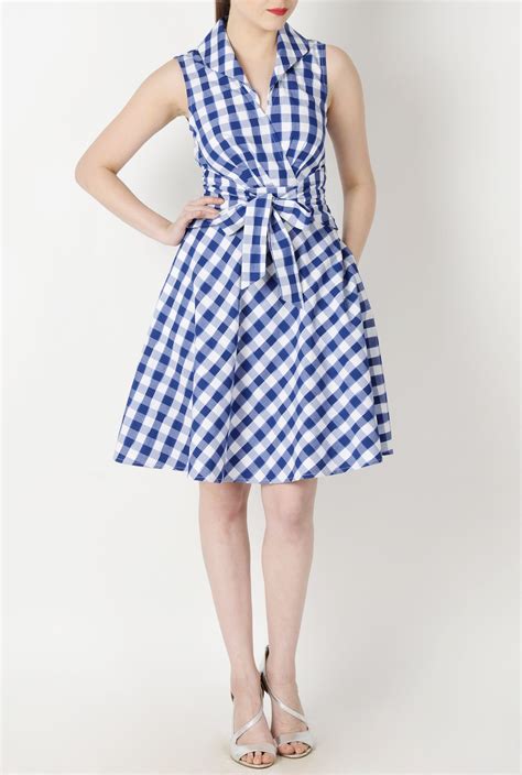 Gingham Check Cotton Dresses Bow Tied Spring Dresses Shop Womens
