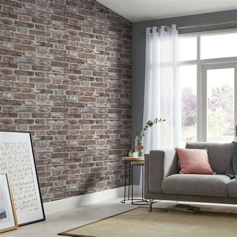 Pin By Bandq On House Ideas Brick Wallpaper Living Room Red Brick