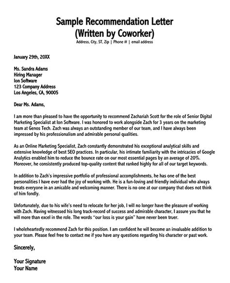 38 Standard Letter Of Recommendation Templates And Samples
