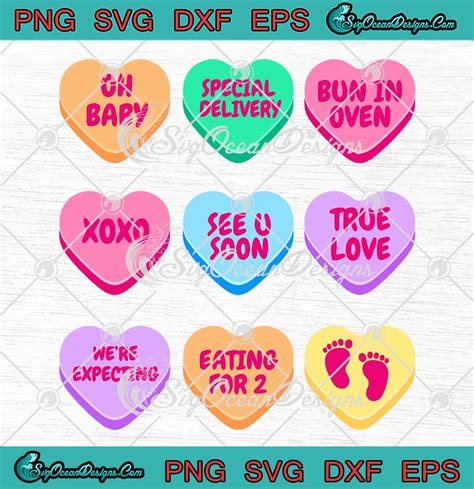 Valentine Pregnancy Announcement Svg Candy Hearts Valentines Day Svg