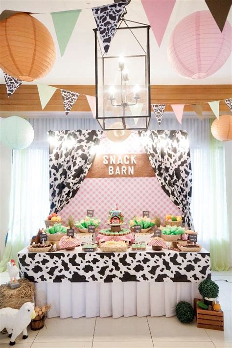 Beas Pink Barnyard Themed Party 1st Birthday Cow Birthday Parties
