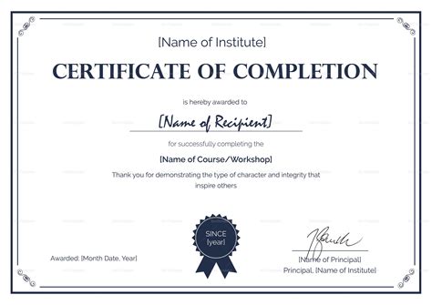 Formal Completion Certificate Template For Certification Of Completion