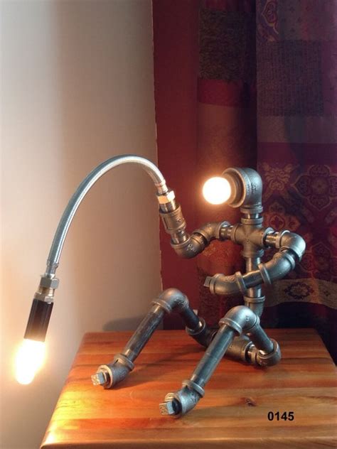 Industrial Pipe Lamp Robot Lamp Pipeman Desk Lamp Table Etsy