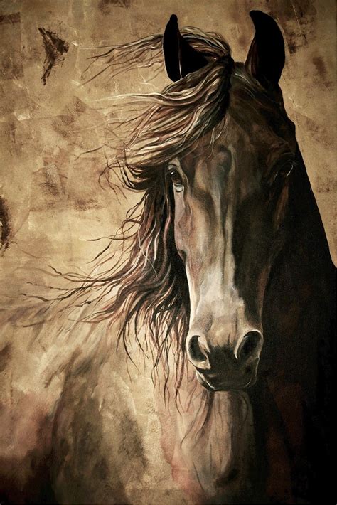 Wisdom Horse Print 12x18 Inch Friesian Horse Acrylic Painting Equine