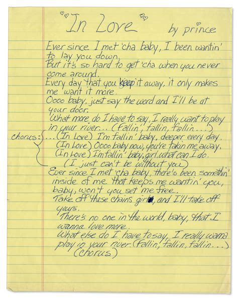 Sell Your Prince Handwritten Lyrics & Notes for $50,000 Each