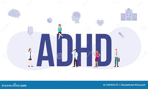 Adhd Disease Health Concept With Big Word Or Text And People With
