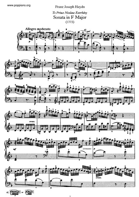 Haydn Sonata No23 In F Major Sheet Music Pdf Free Score Download