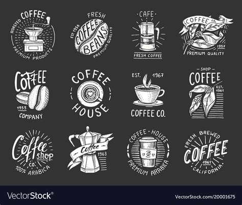 Vintage Coffee Logos ~ Coffee Logos Emblems Vintage Set Thehungryjpeg
