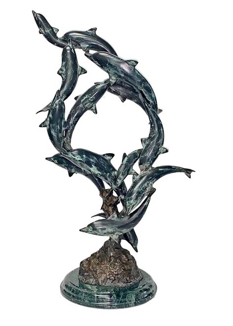 Spi A Pod Of Dolphins Rising Bronze Sculpture