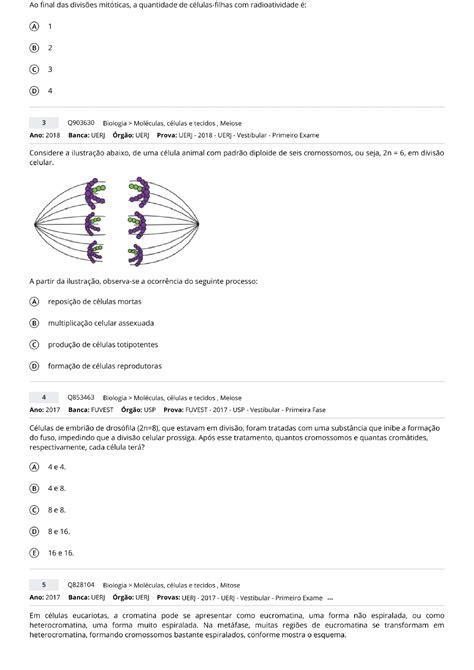 Questões Mitose E Meiose