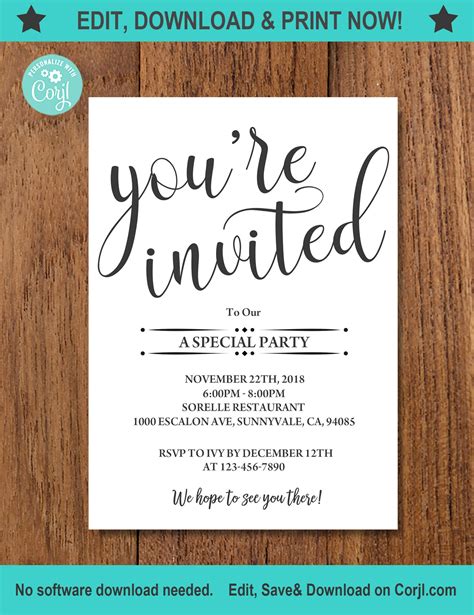 Youre Invited Instant Download Everything Editable Etsy Australia