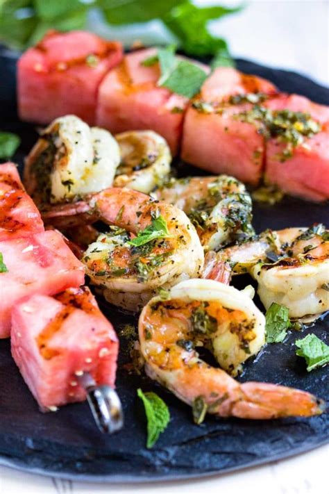Roast vegetables at 400f for 20 to 25 minutes and cook shrimp at the same temperature for 10 minutes. Watermelon and Grilled Shrimp Skewers - Kevin Is Cooking