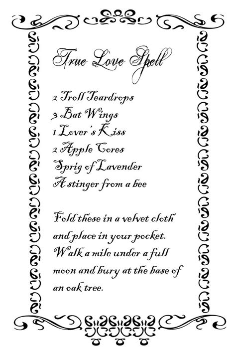 True Love Spell Printable Spell Witches Of The Craft