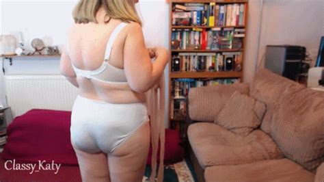 Bbw Squeezing Into My Glossy Tights Pantyhose In My White Satin Bra