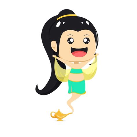 Premium Vector Female Genie Arabian Princess Cartoon Character Vector