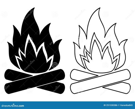 Bonfire Icon Silhouette And Outline Set Bonfire Vector Illustration