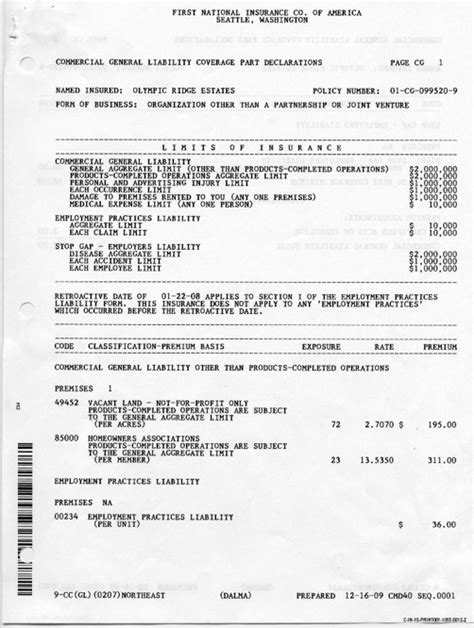 Flood Insurance Declaration Page Sample Financial Report
