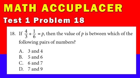 Math Accuplacer Test 1 Problem 18 YouTube